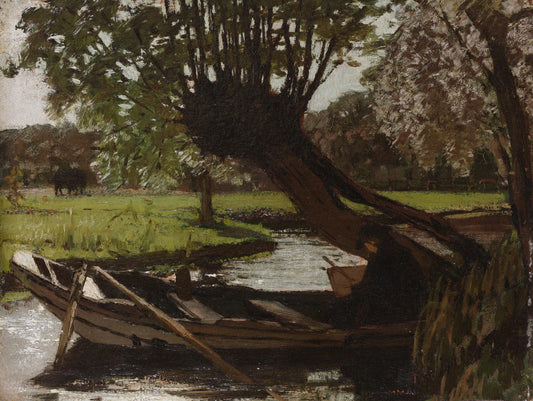 Boat with a Pollard Willow – Matthijs Maris Vintage Landscape Art Print | Wall Art Poster