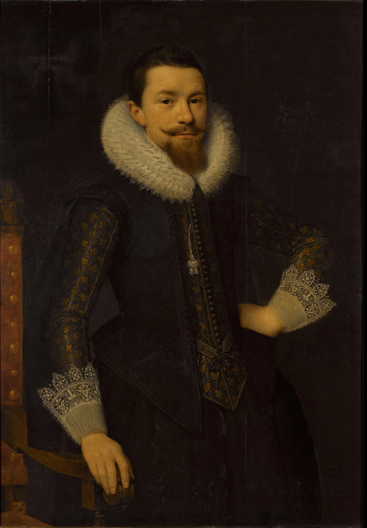 Portrait of Pieter Boudaen Courten (1594-1668) – toegeschreven aan Salomon Mesdach Vintage Portrait Art Print | Wall Art Poster