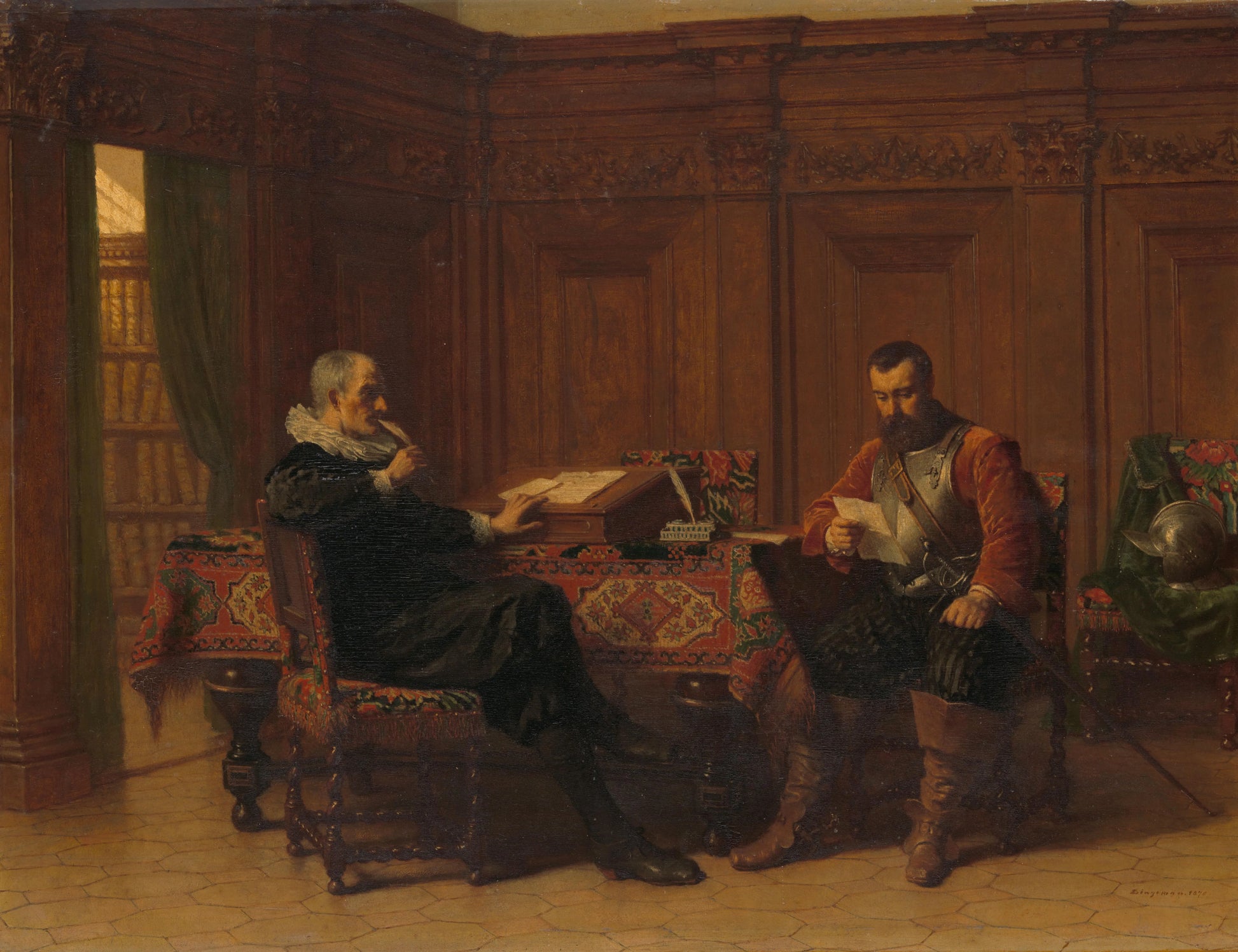 Two Men in a Seventeenth-century Interior, Called 'A Conference' – Lambertus Lingeman Vintage Art Print | Wall Art Poster