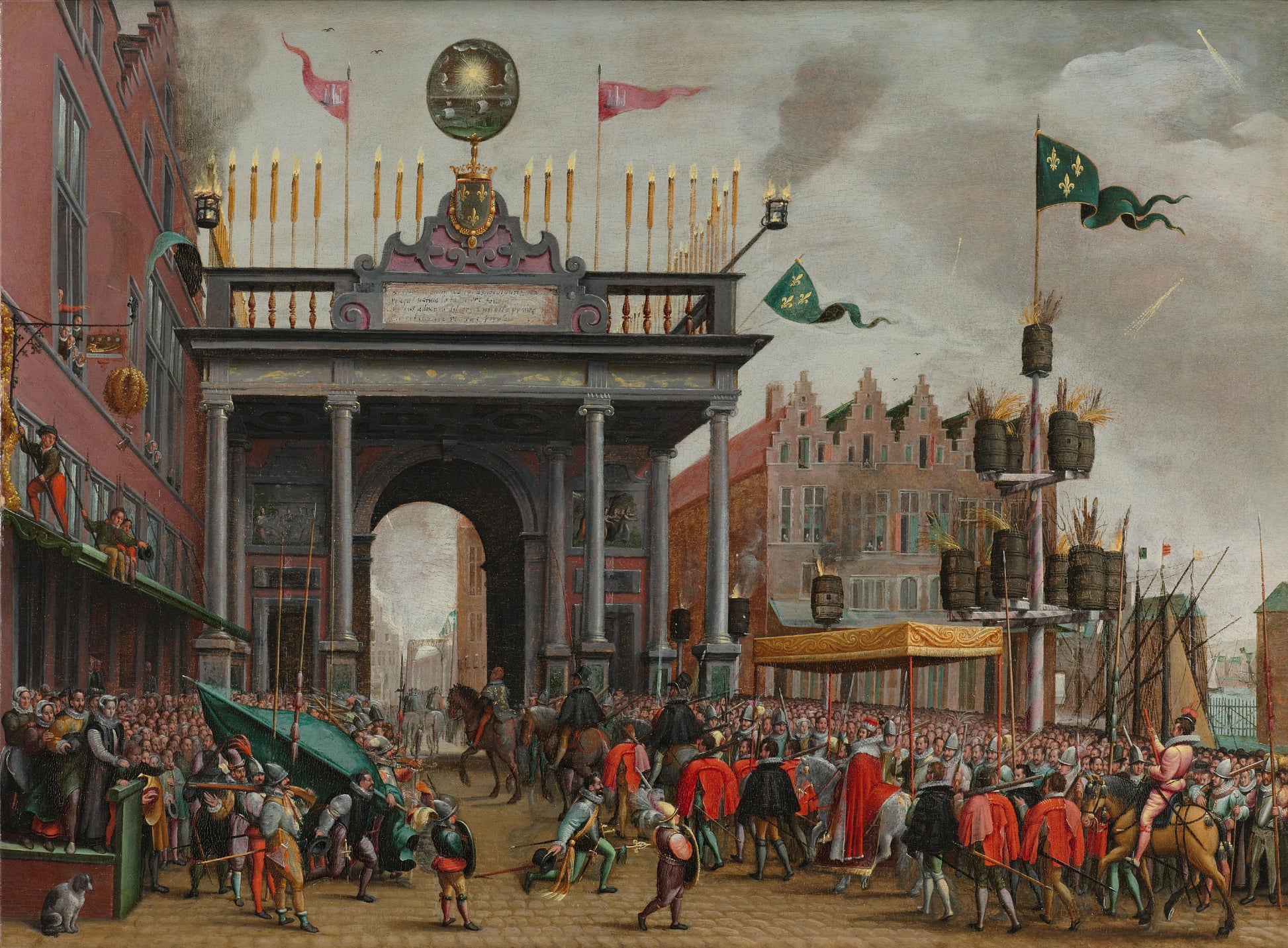 Joyful Entry of the Duke of Anjou in Antwerp on 19 February 1582 – Monogrammist MHVH Vintage Art Print | Wall Art Poster