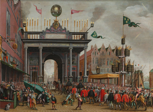 Joyful Entry of the Duke of Anjou in Antwerp on 19 February 1582 – Monogrammist MHVH Vintage Art Print | Wall Art Poster