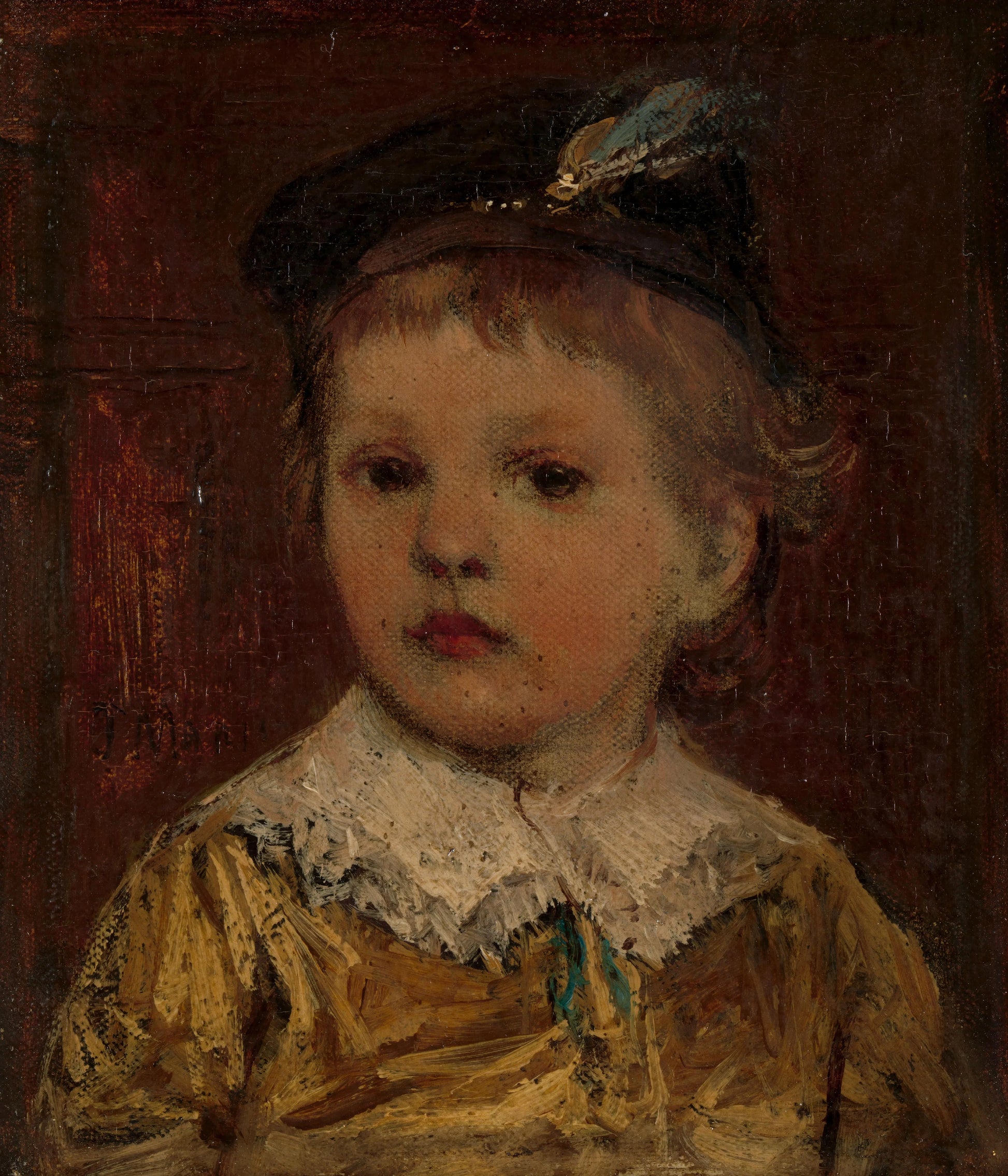 'Portret van Willem', vermoedelijk Willem Matthijs Maris Jbzn, zoon van Jacob Maris – Jacob Maris (mentioned on object) Vintage Portrait Art Print | Wall Art Poster