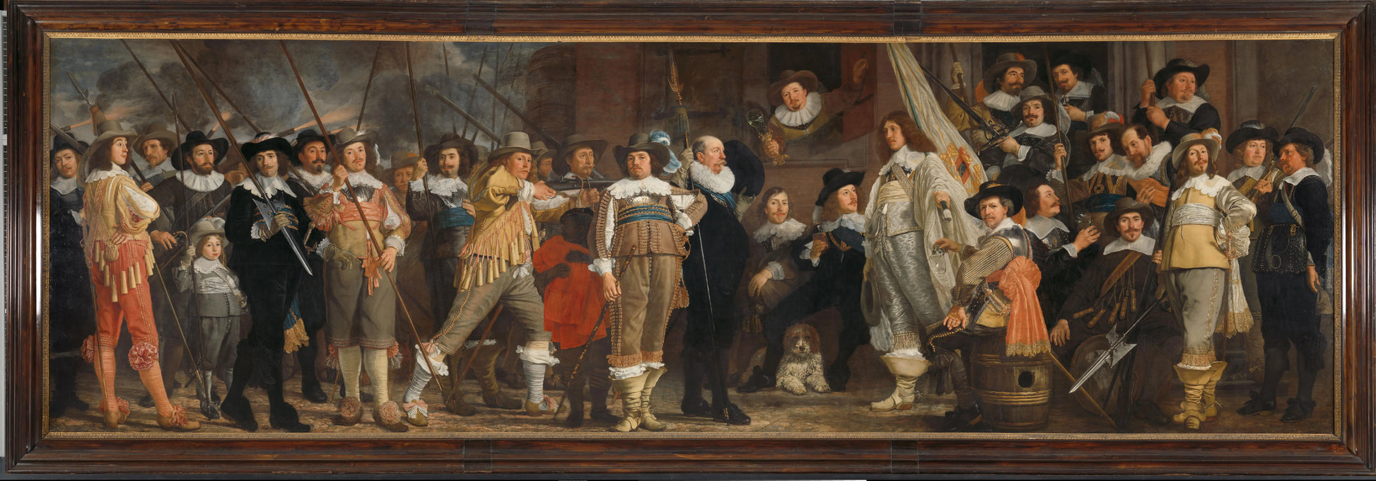 The Company of Captain Roelof Bicker and Lieutenant Jan Michielsz Blaeuw in front of the De Haan Brewery at the Corner of the Geldersekade and the Boomsloot (called the Lastage) – Bartholomeus van der Helst Vintage Portrait Art Print | Wall Art Poster