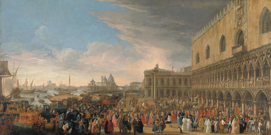 The Reception of Cardinal César d'Estrées in Venice – Luca Carlevarijs Vintage Cityscape Art Print | Wall Art Poster