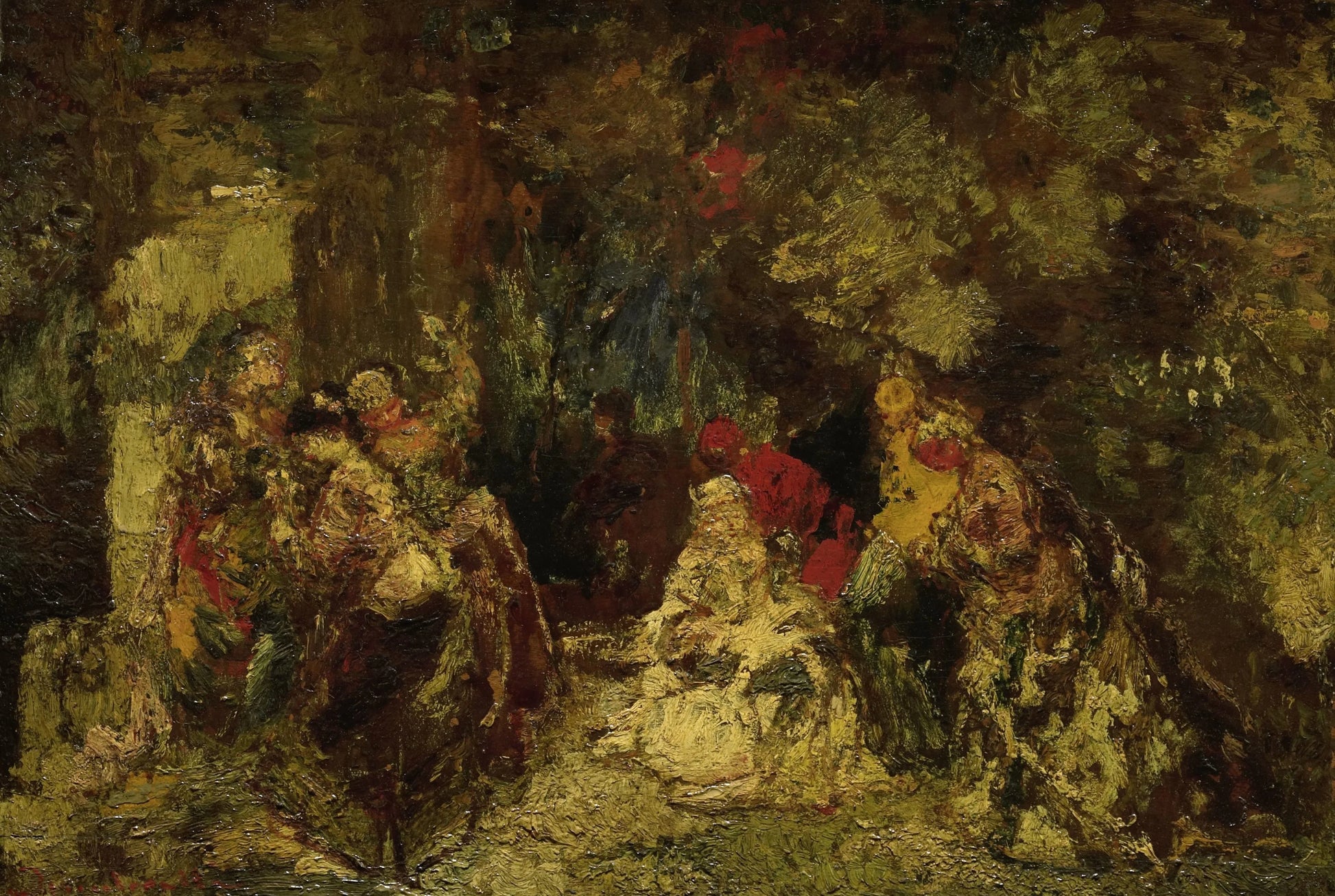 Vrouwen in een bos – Adolphe Joseph Thomas Monticelli Vintage Art Print | Wall Art Poster