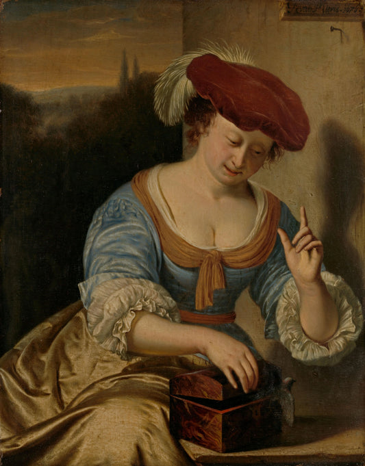 Escaped Bird: Allegory of Chastity – Frans van Mieris (I) Vintage Bird Study Art Print | Wall Art Poster