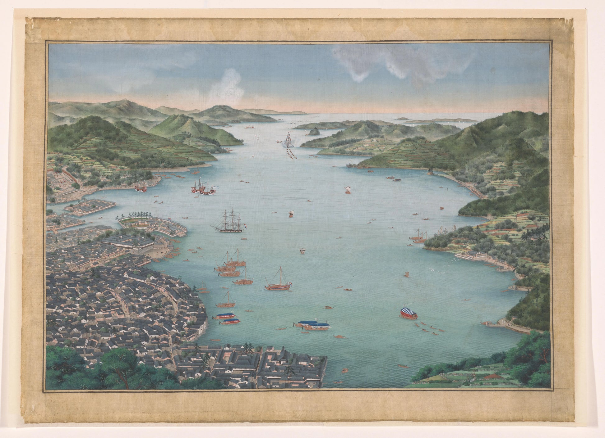 View of Nagasaki bay – atelier van Kawahara Keiga Vintage Cityscape Art Print | Wall Art Poster