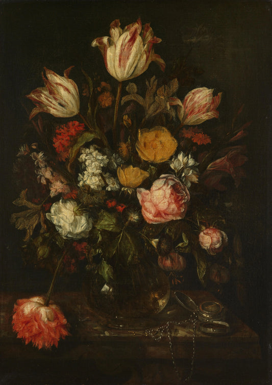Still Life with Flowers – Abraham van Beijeren (mentioned on object) Vintage Still Life Art Print | Wall Art Poster