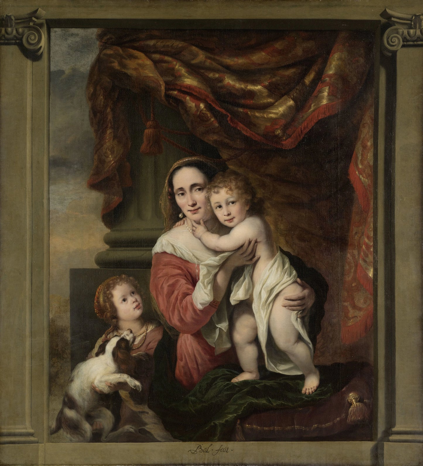Caritas: Joanna de Geer (1629-1691) with her Children Cecilia Trip (1660-1728) and Laurens Trip (b. 1662) – Ferdinand Bol Vintage Art Print | Wall Art Poster