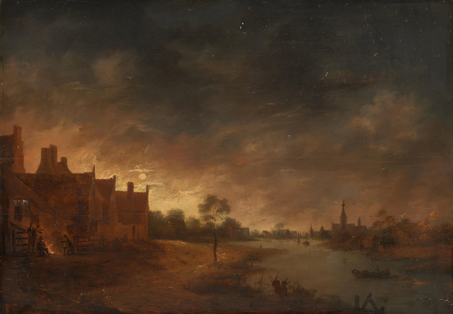 River View by Moonlight – kopie naar Aert van der Neer Vintage Landscape Art Print | Wall Art Poster