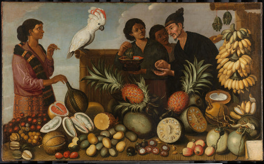 A Market Stall in Batavia – toegeschreven aan Andries Beeckman, toegeschreven aan Albert Eckhout [verworpen toeschrijving] Vintage Still Life Art Print | Wall Art Poster