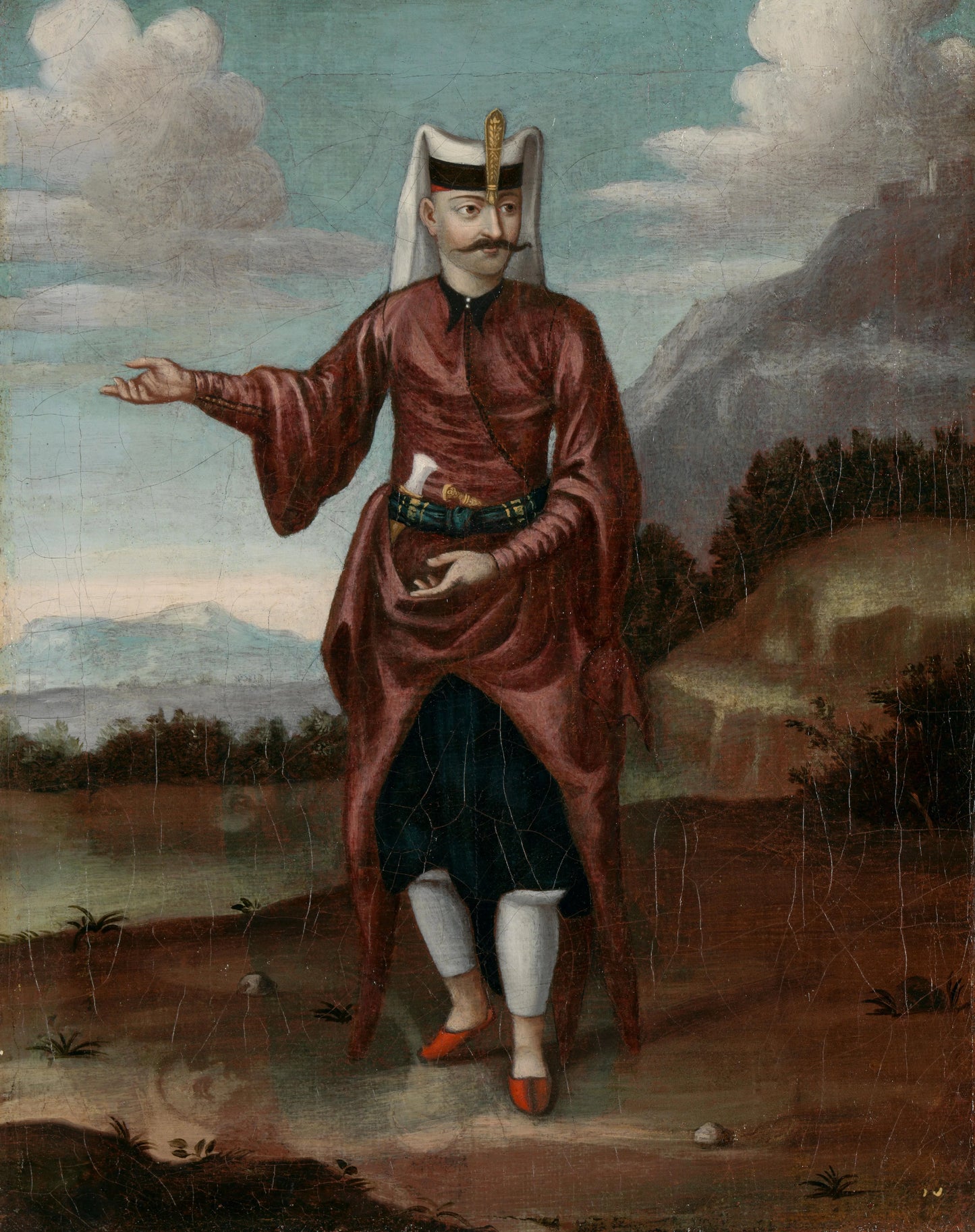 A Soldier of the Janissaries – atelier van Jean Baptiste Vanmour Vintage Art Print | Wall Art Poster