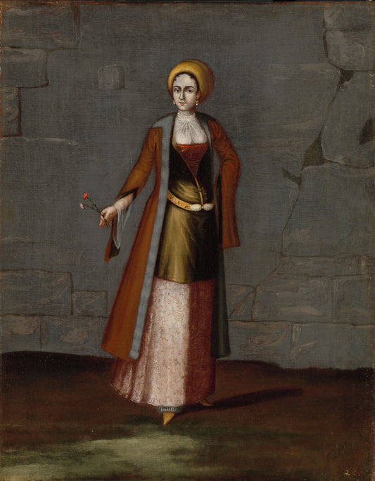 Woman from the Island of Tinos – workshop of Jean Baptiste Vanmour Vintage Art Print | Wall Art Poster