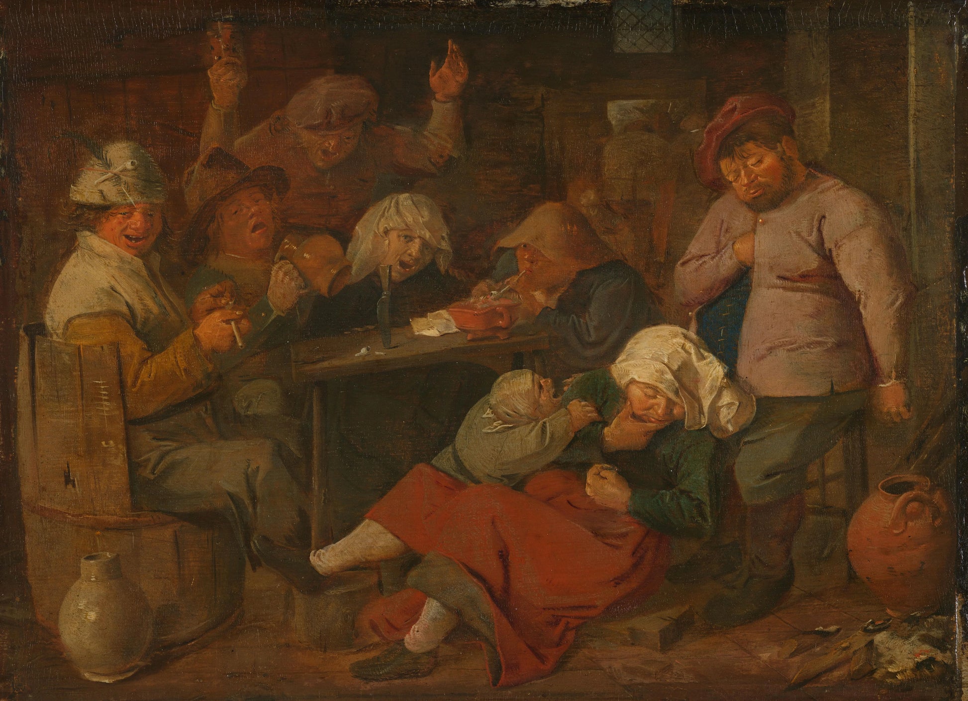 Poor Folk Drinking in a Tavern – Adriaen Brouwer Vintage Art Print | Wall Art Poster