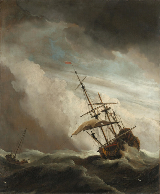 A Ship on the High Seas Caught by a Squall, Known as ‘The Gust’ – Willem van de Velde (II) Vintage Marine Scene Art Print | Wall Art Poster