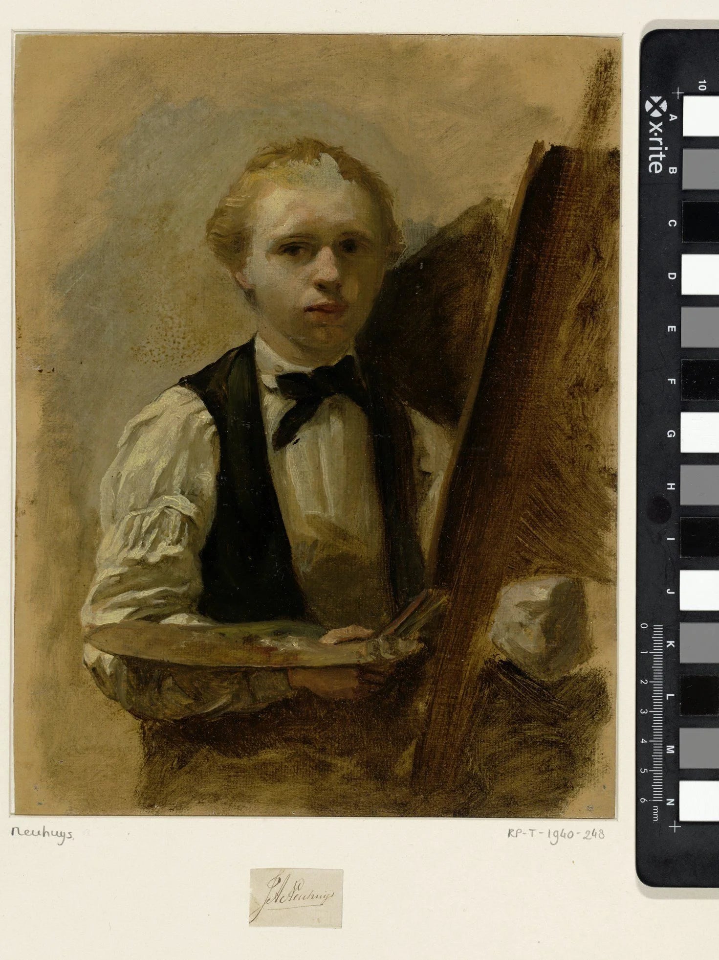 Zelfportret voor de ezel – Albert Neuhuys (1844-1914) Vintage Self-Portrait Art Print | Wall Art Poster
