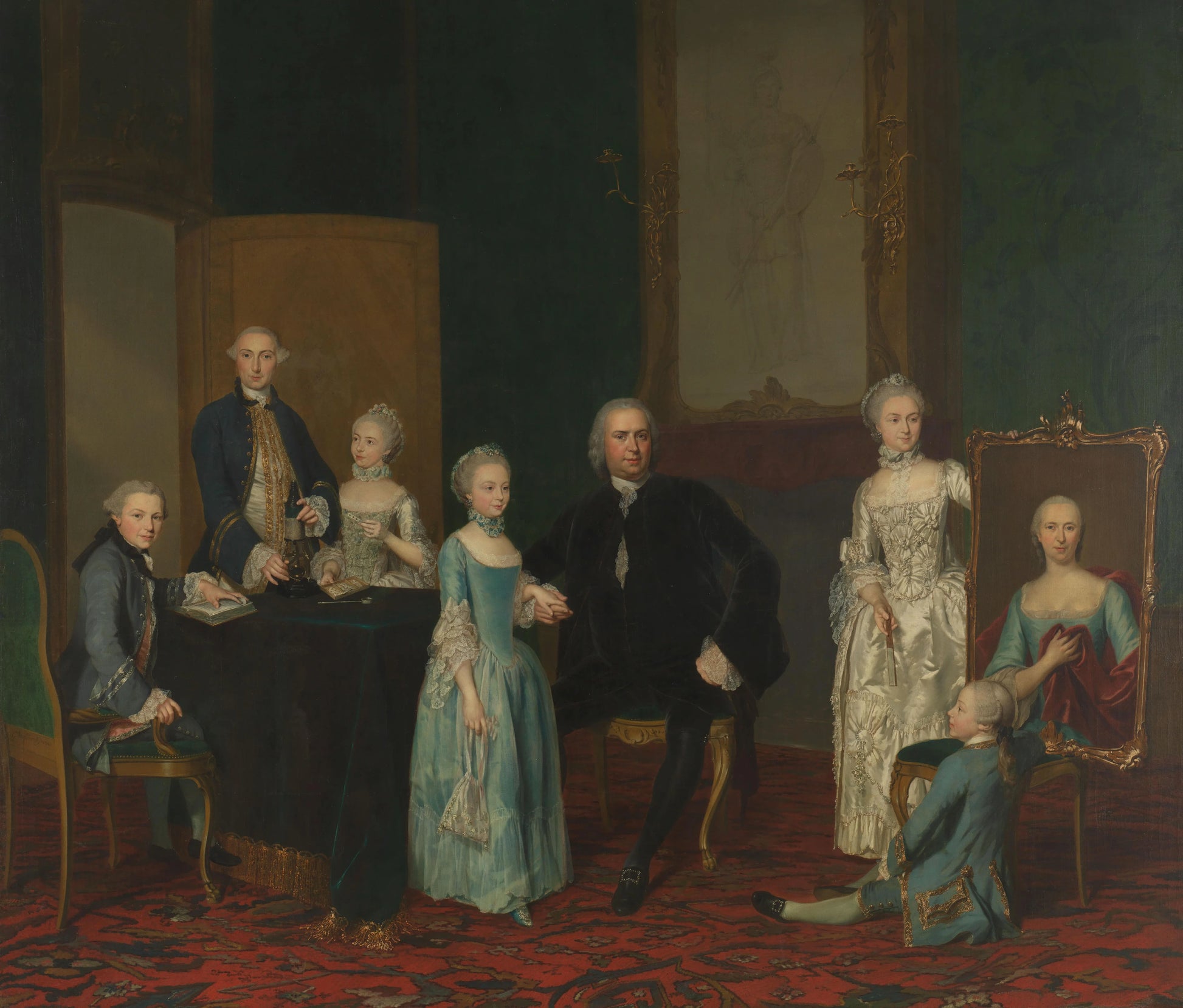 Portrait of Pieter Cornelis Hasselaer, Adviser to the Dutch East India Company and Burgomaster of Amsterdam, with his Family – George van der Mijn Vintage Portrait Art Print | Wall Art Poster