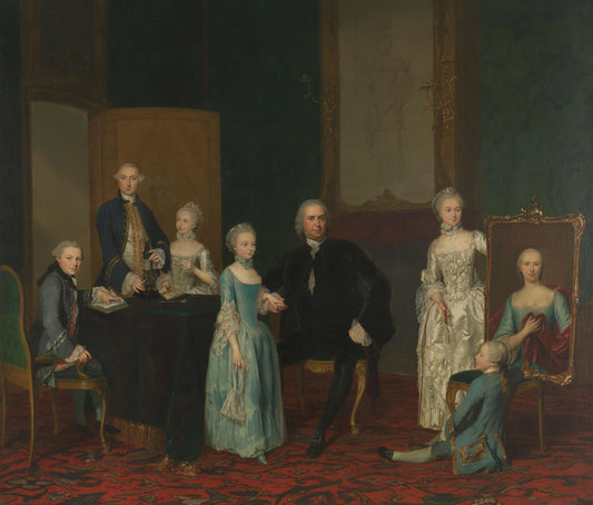 Portrait of Pieter Cornelis Hasselaer, Adviser to the Dutch East India Company and Burgomaster of Amsterdam, with his Family – George van der Mijn Vintage Portrait Art Print | Wall Art Poster