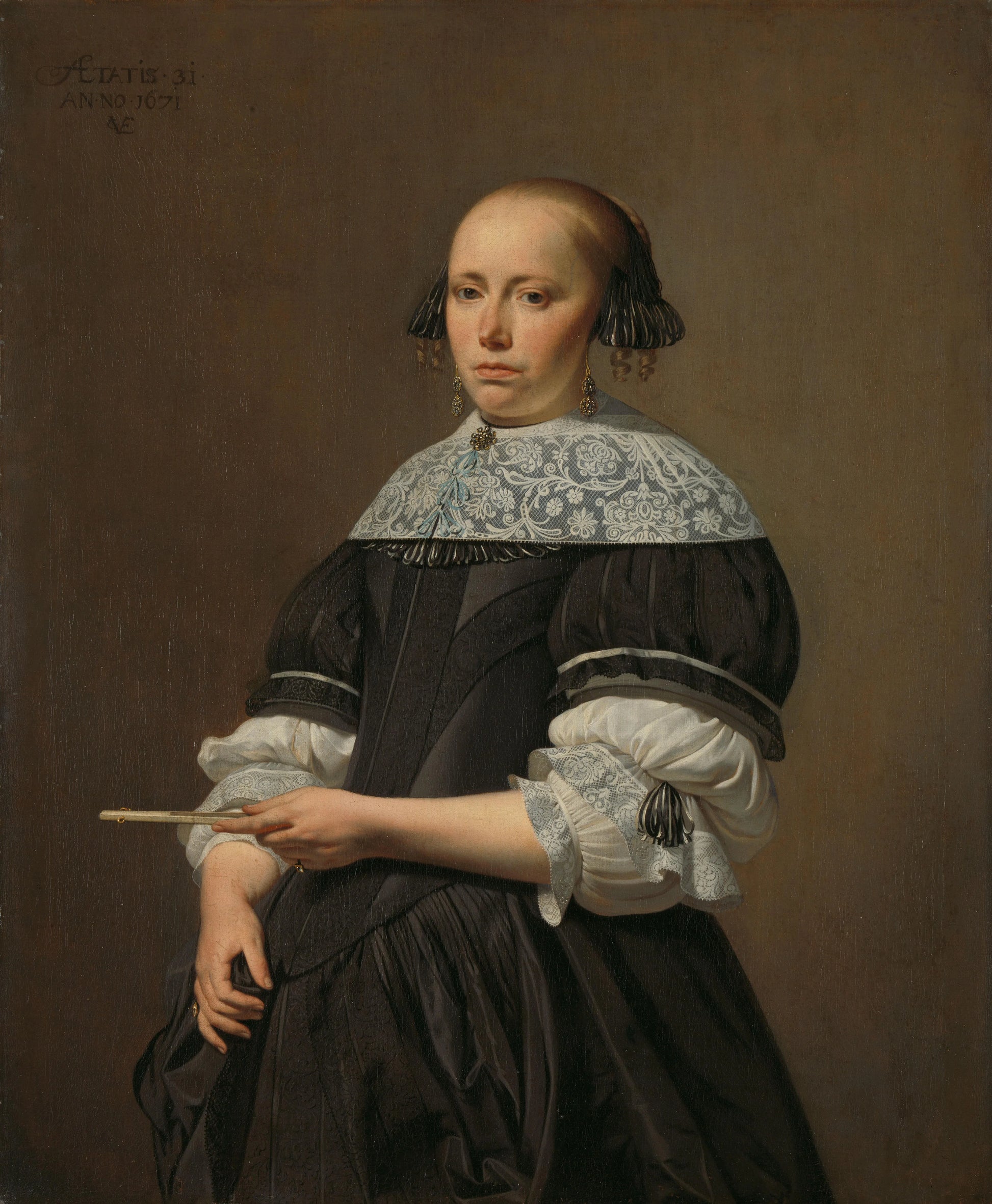 Portrait of Elisabeth Pietersdr Kessels (1640-1717) – Caesar van Everdingen (signed by artist) Vintage Portrait Art Print | Wall Art Poster