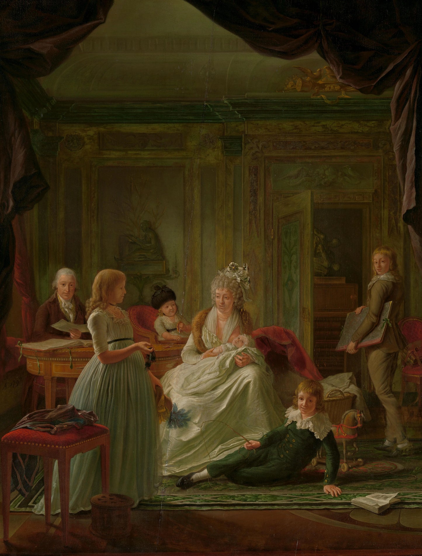 Portrait of Aernout van Beeftingh, his Wife Jacoba Maria Boon and their Children – Nicolaes Muys Vintage Portrait Art Print | Wall Art Poster
