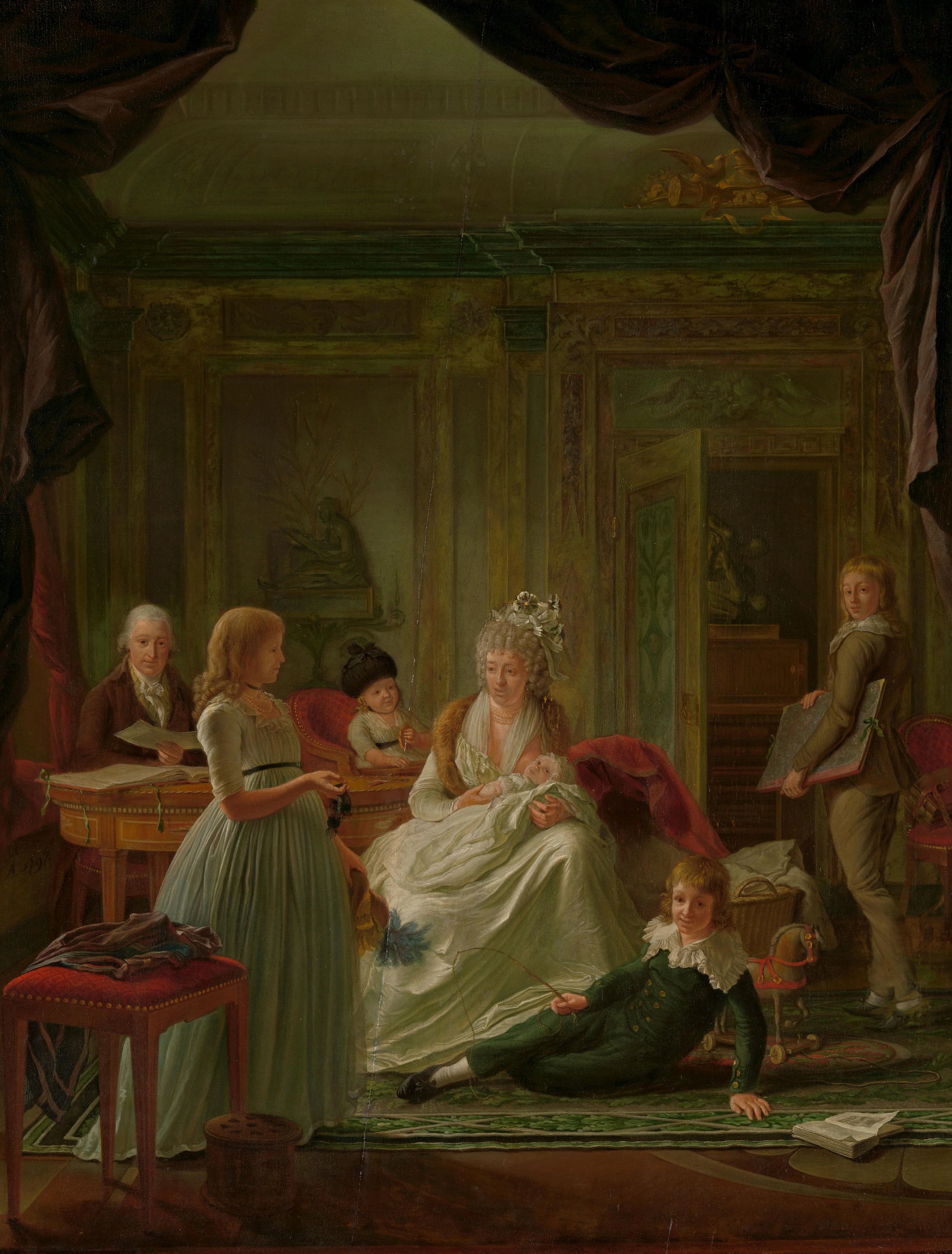 Portrait of Aernout van Beeftingh, his Wife Jacoba Maria Boon and their Children – Nicolaes Muys Vintage Portrait Art Print | Wall Art Poster