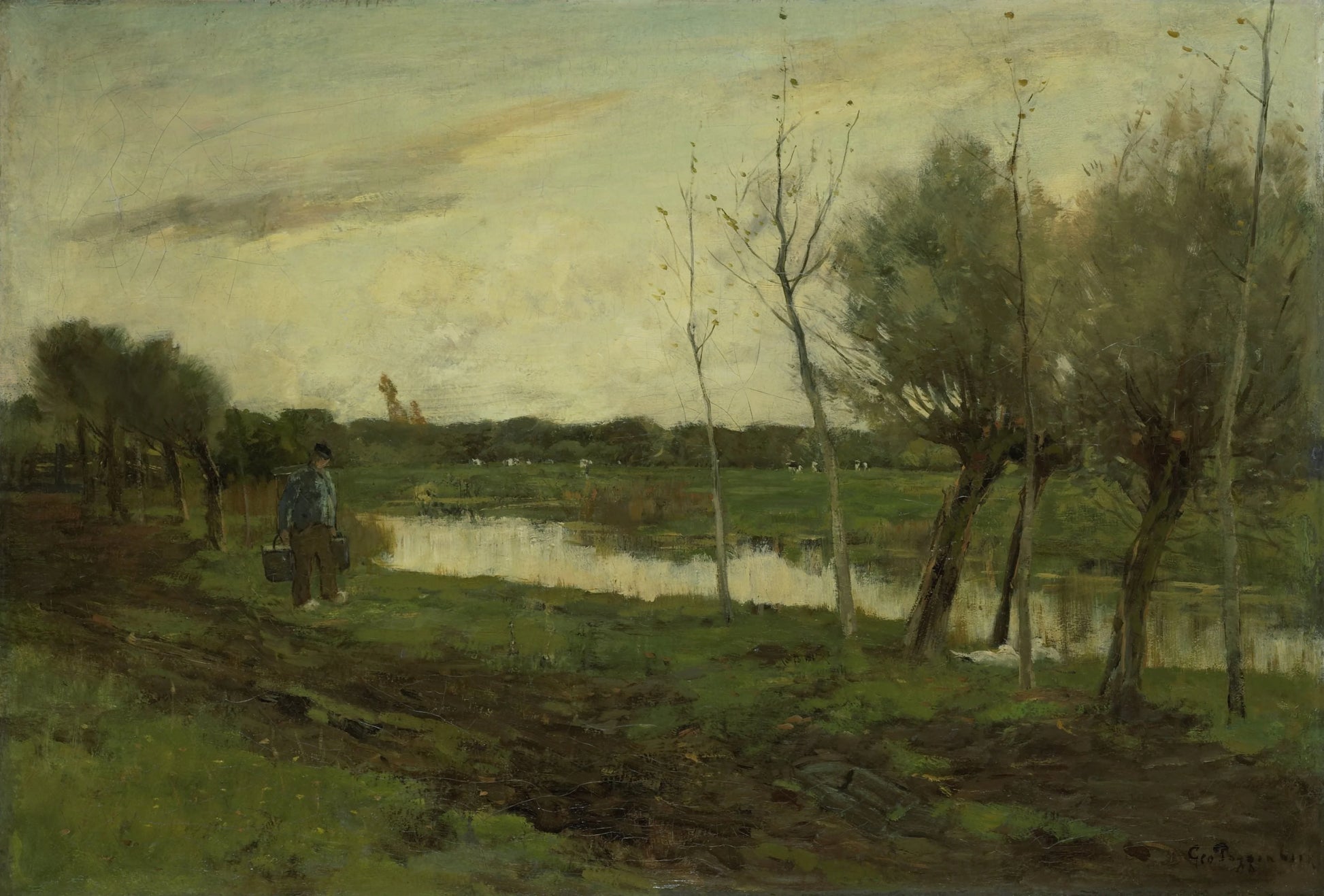 Landschap met een vaart – Geo Poggenbeek (vermeld op object) Vintage Landscape Art Print | Wall Art Poster