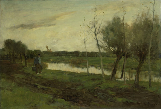 Landschap met een vaart – Geo Poggenbeek (vermeld op object) Vintage Landscape Art Print | Wall Art Poster