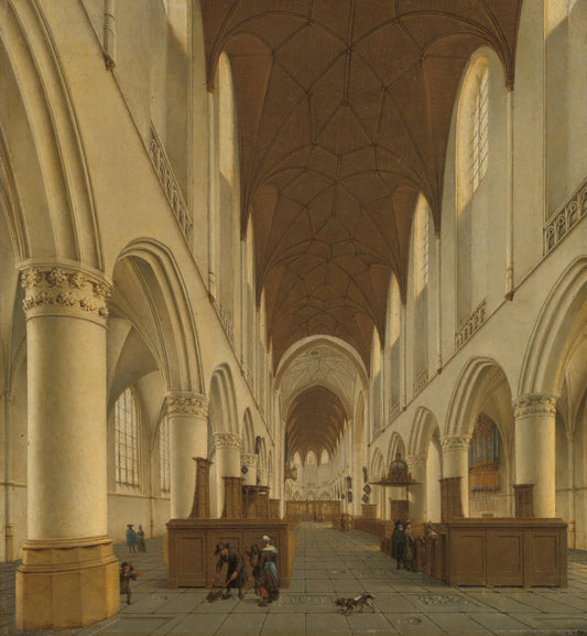The interior of Saint Bavo's Church in Haarlem – Isaak van Nickelen Vintage Art Print | Wall Art Poster