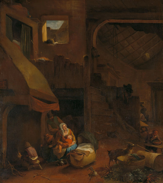 Interior of a peasant hut – Hendrick Mommers Vintage Art Print | Wall Art Poster