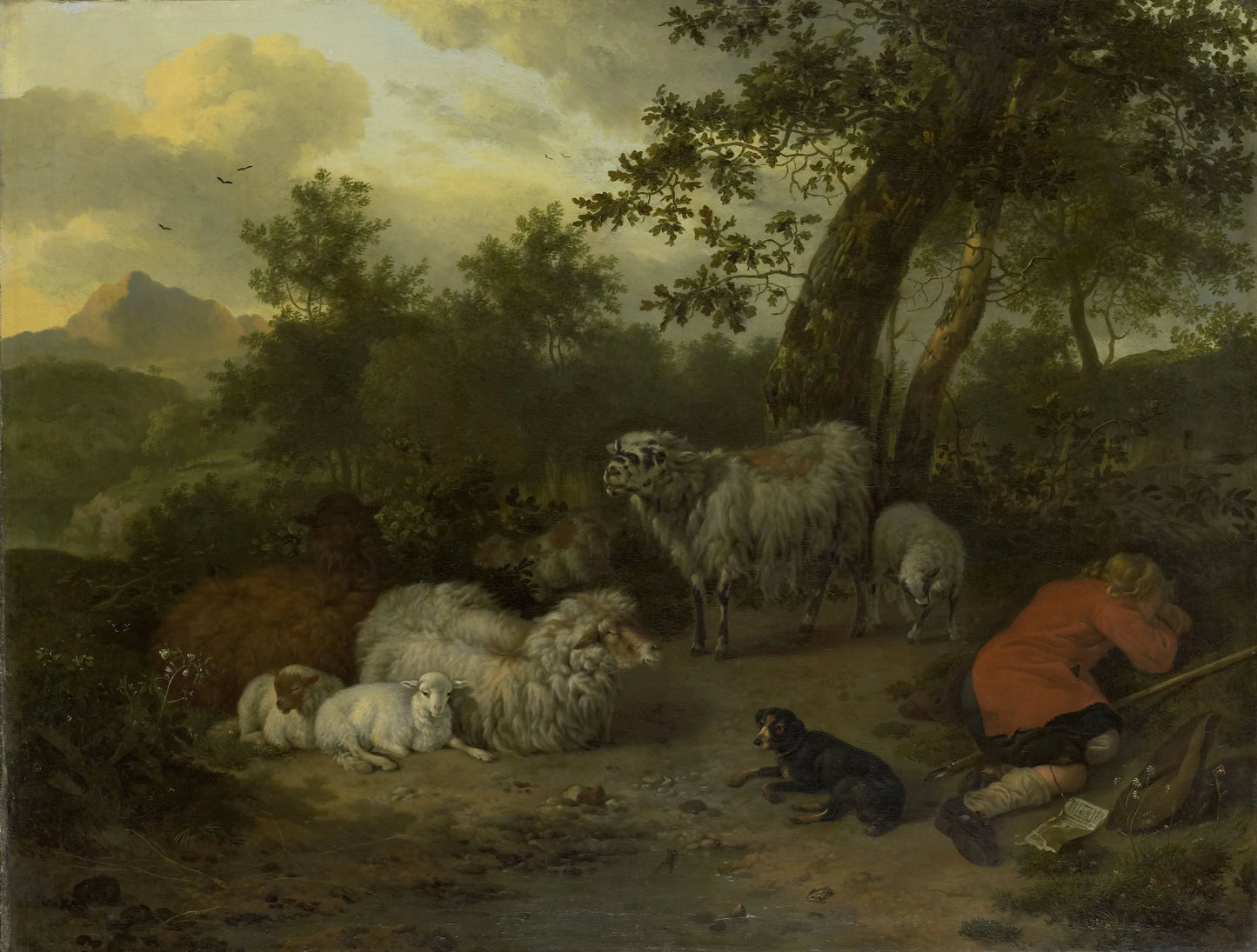 The Sleeping Shepherd – Jan van der Meer (II) Vintage Animal Study Art Print | Wall Art Poster