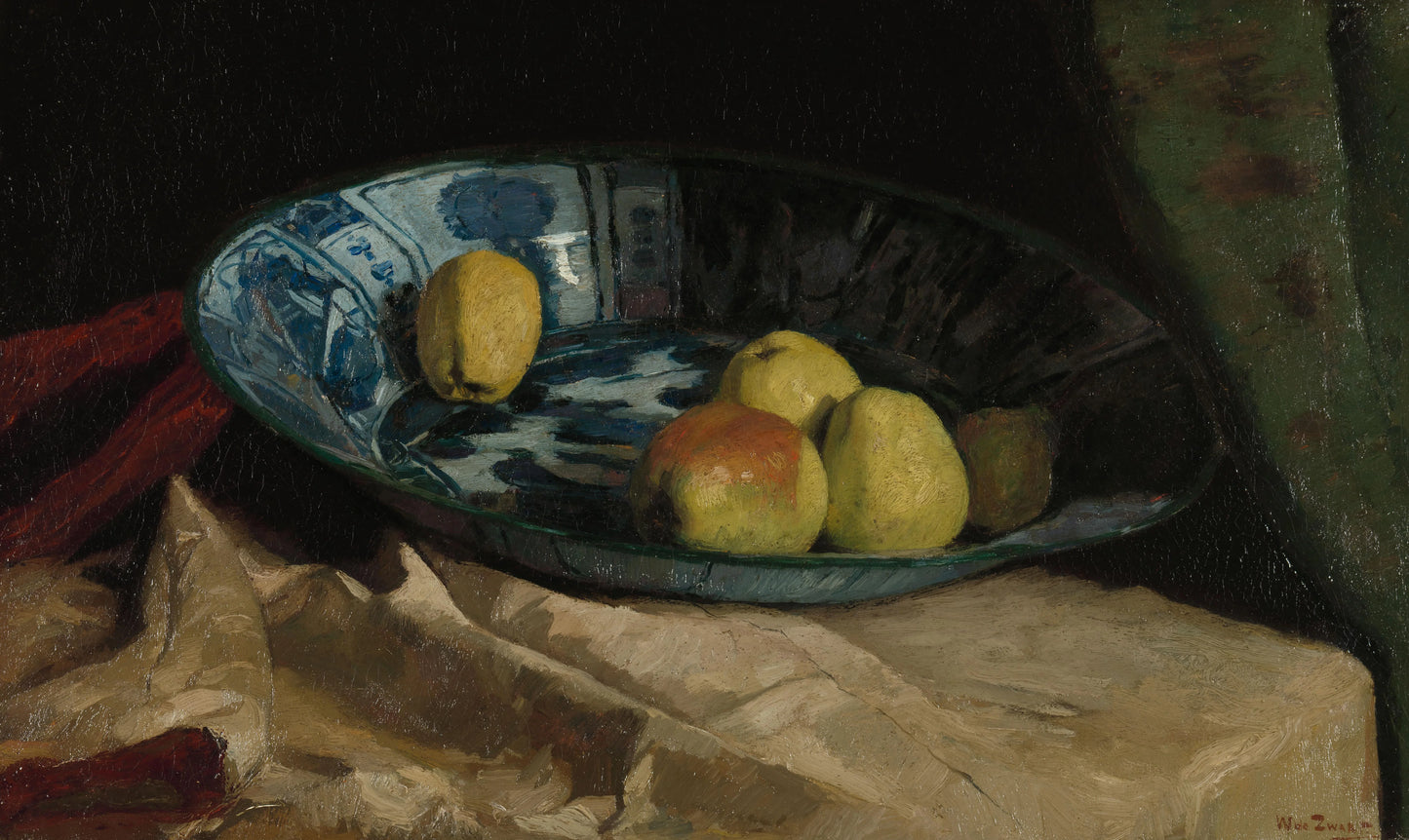 Still Life with Apples in a Delft Blue Bowl – Willem de Zwart (mentioned on object) Vintage Still Life Art Print | Wall Art Poster