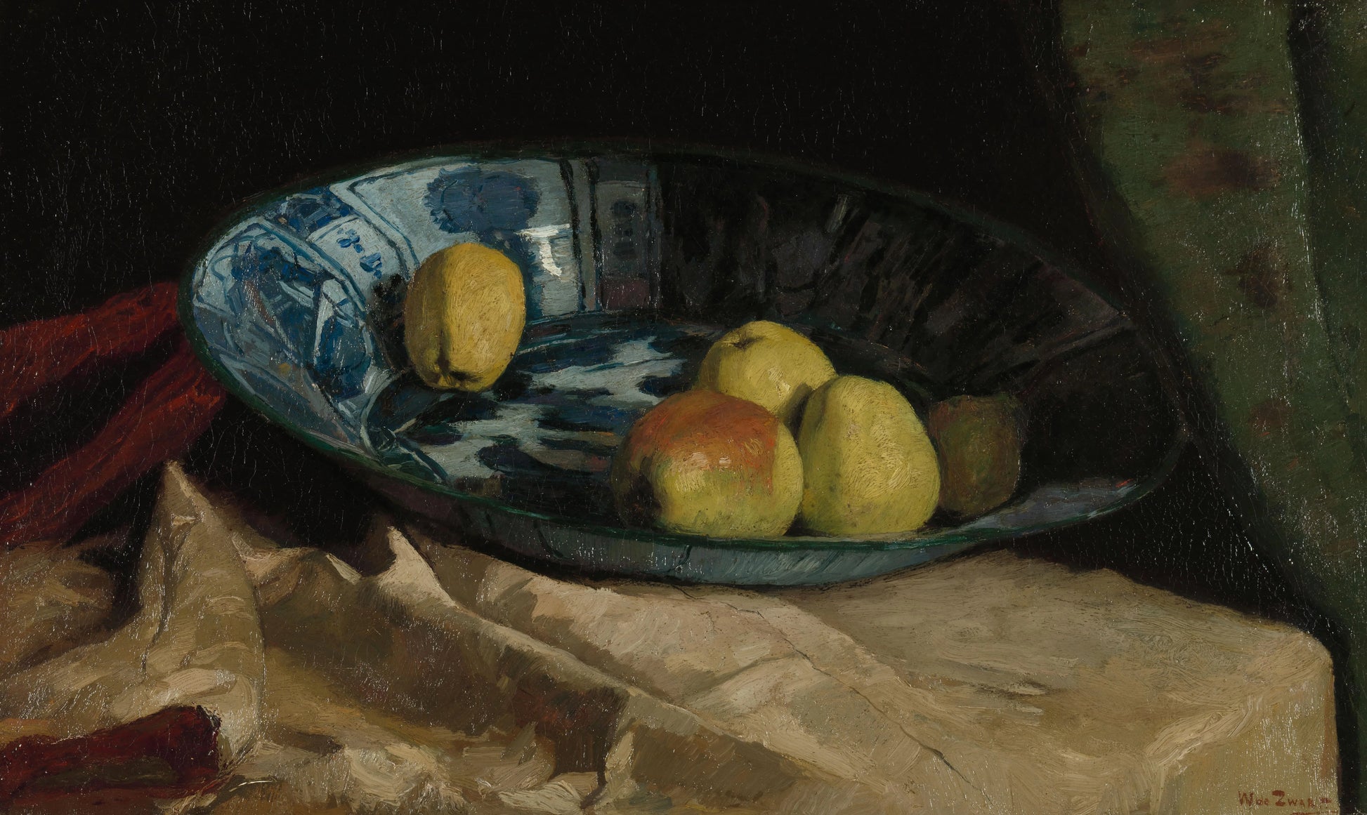 Still Life with Apples in a Delft Blue Bowl – Willem de Zwart (mentioned on object) Vintage Still Life Art Print | Wall Art Poster