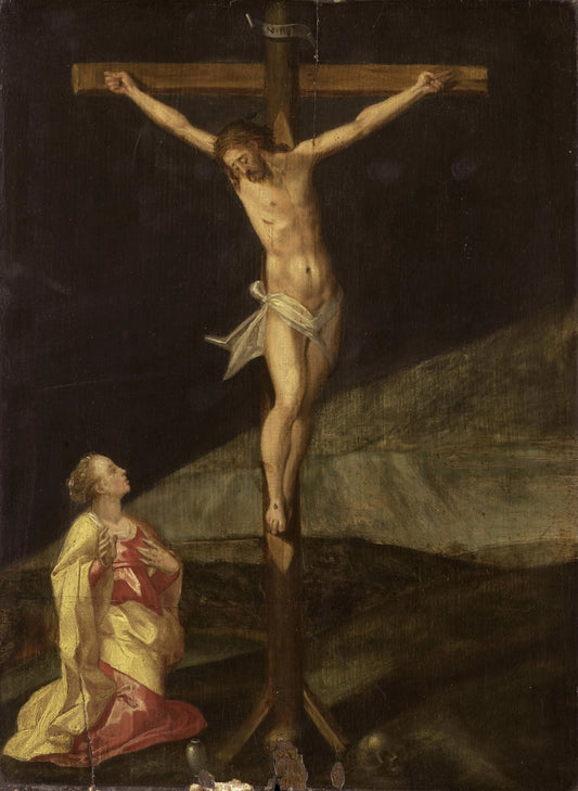 Mary Magdalene at the foot of the cross – anoniem Vintage Art Print | Wall Art Poster