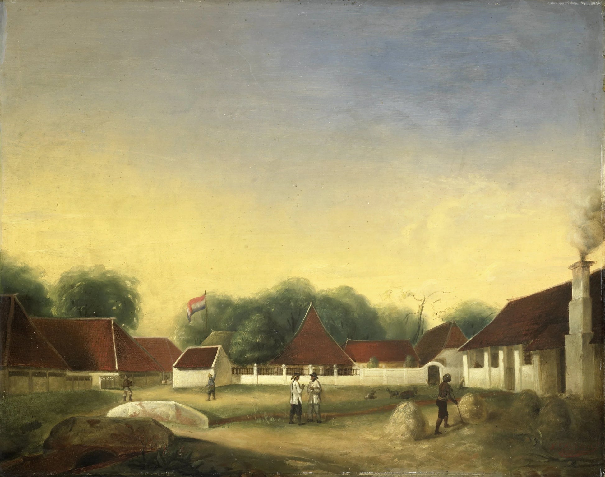 A Sugar Factory (?) on Java – H.Th. Hesselaar Vintage Landscape Art Print | Wall Art Poster