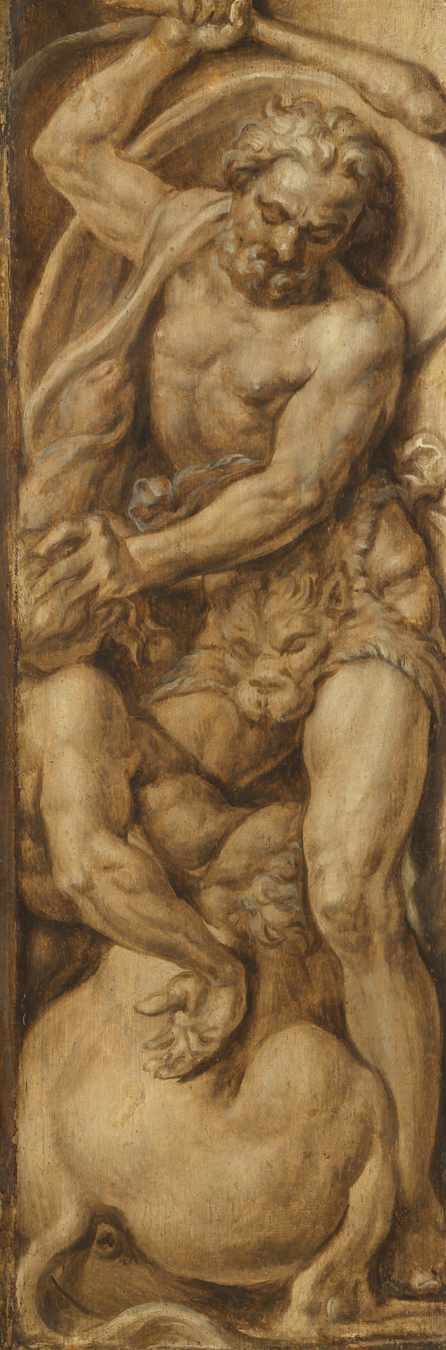 Triumph over Death: Samson Carrying the Gate of Gaza | Hercules Slaying the Centaur Nessus – Maarten van Heemskerck Vintage Cityscape Art Print | Wall Art Poster