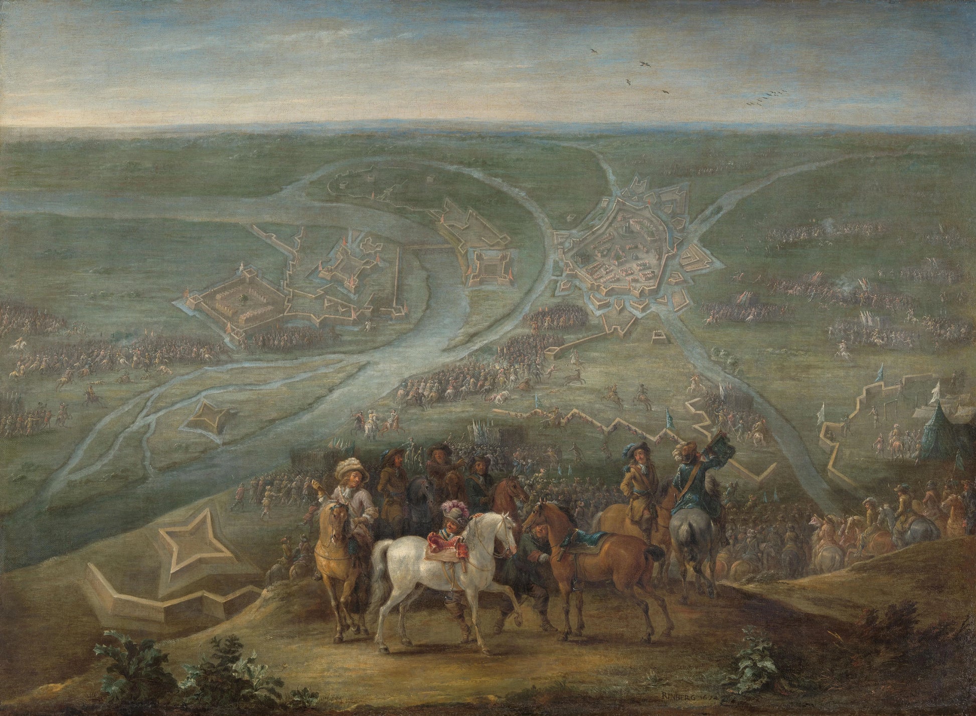 French Commanders at the Siege of Rheinberg, 1672 – Lambert de Hondt (II) Vintage Art Print | Wall Art Poster