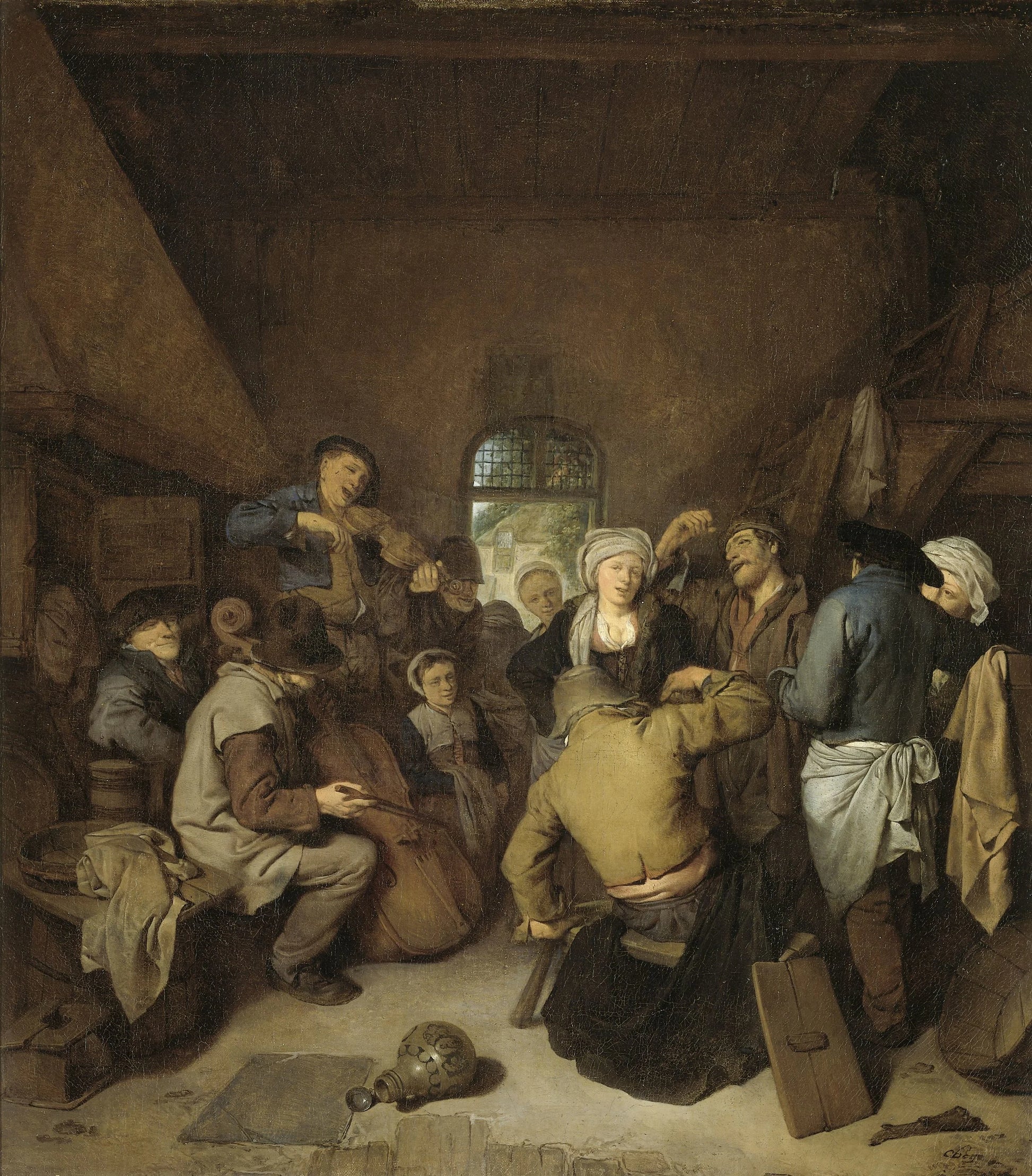 Peasants making Music and Dancing – Cornelis Pietersz. Bega Vintage Art Print | Wall Art Poster