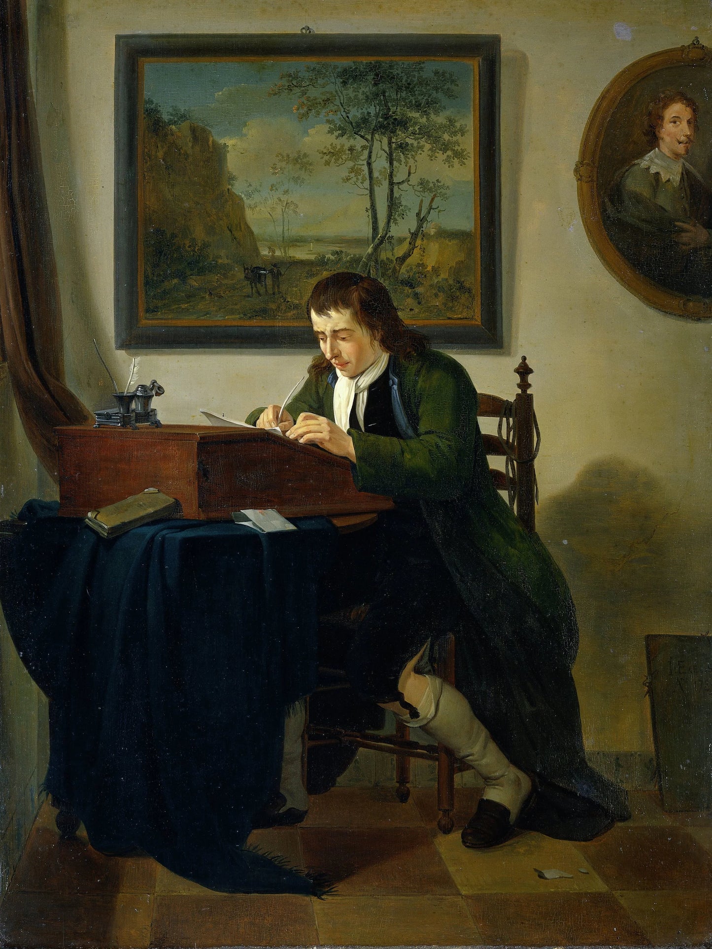 A Man Writing at his Desk – Jan Ekels (II) Vintage Portrait Art Print | Wall Art Poster