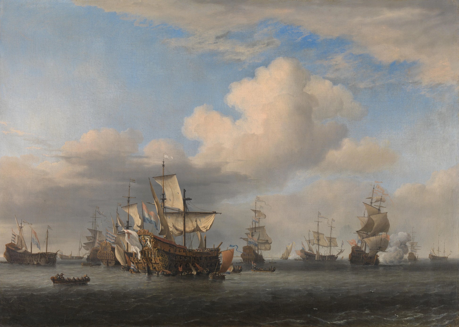 Captured English Ships after the Four Days’ Battle – Willem van de Velde (II) Vintage Nautical Scene Art Print | Wall Art Poster
