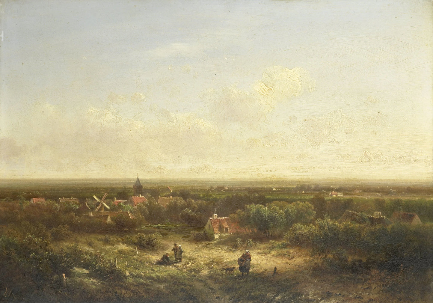 Distant View with a Village – Pieter Lodewijk Francisco Kluyver Vintage Landscape Art Print | Wall Art Poster