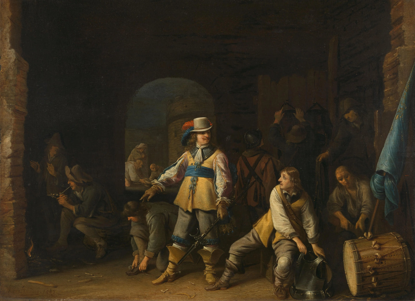 Soldiers in a Guardroom – Anthonie Palamedesz. (eigenhandig gesigneerd) Vintage Art Print | Wall Art Poster