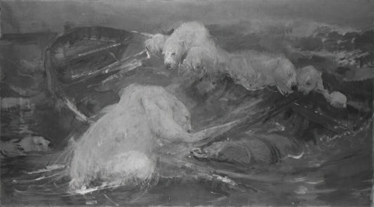 IJsberen beklimmen een ronddrijvende sloep – John Macallan Swan Vintage Animal Study Art Print | Wall Art Poster