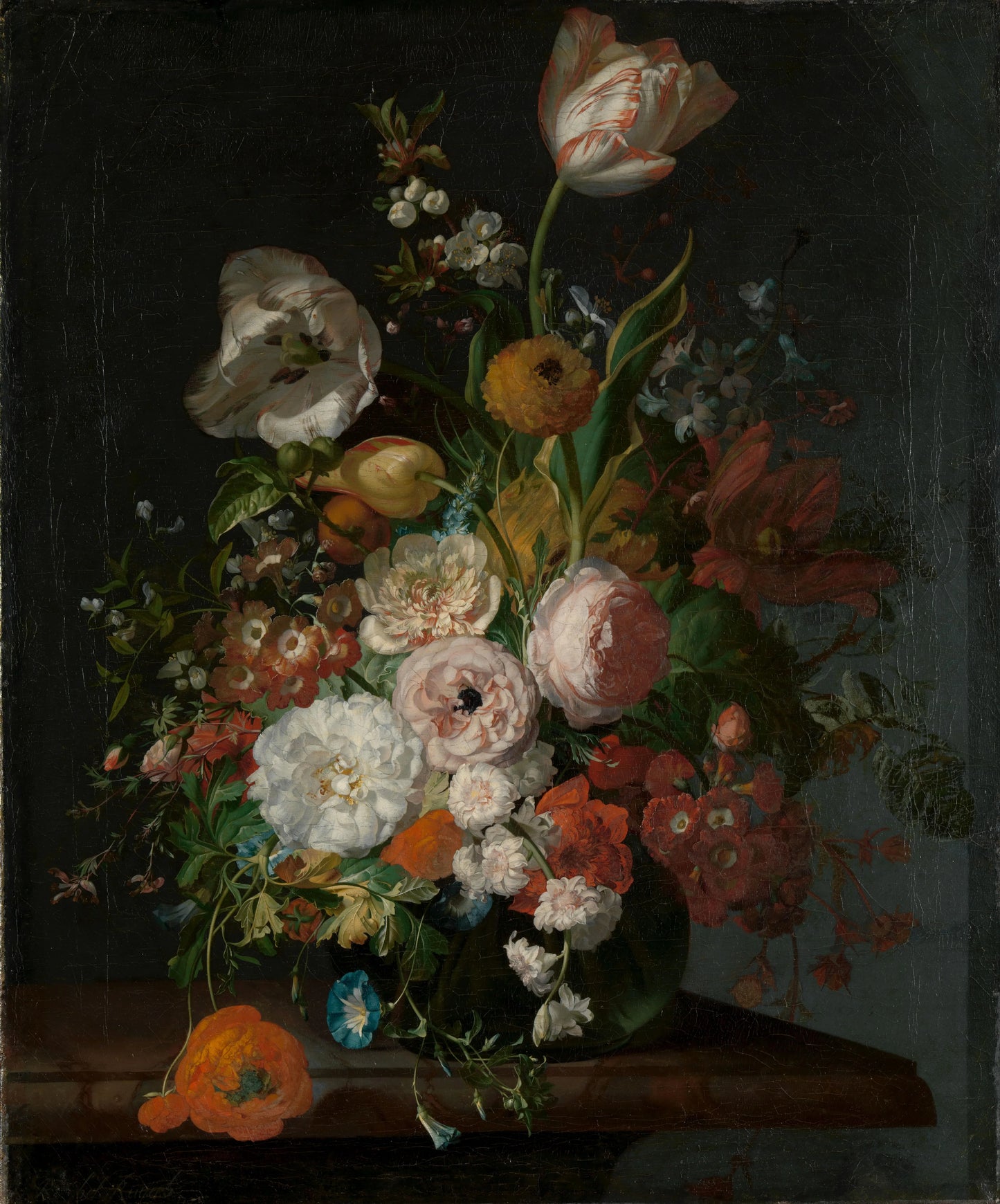 Still Life with Flowers in a Glass Vase – Rachel Ruysch Vintage Still Life Art Print | Wall Art Poster