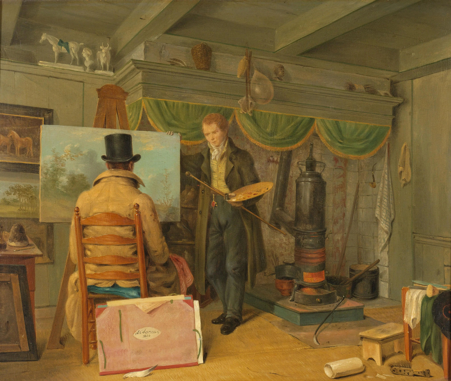 The Artist at his Studio – Anthony Oberman Vintage Art Print | Wall Art Poster