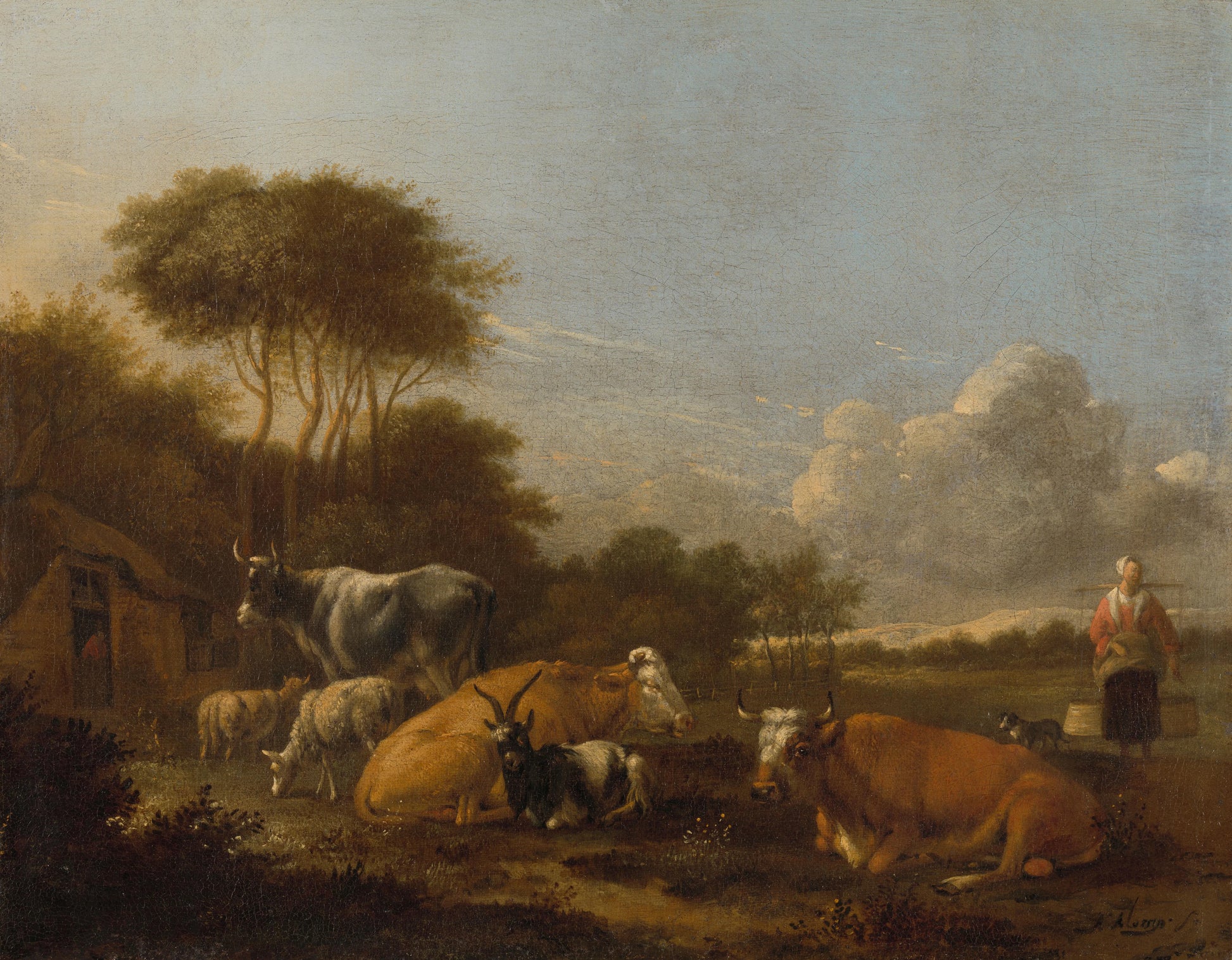 Landscape with Cattle – Albert Jansz Klomp (mentioned on object) Vintage Landscape Art Print | Wall Art Poster