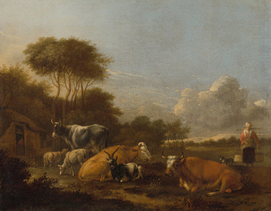 Landscape with Cattle – Albert Jansz Klomp (mentioned on object) Vintage Landscape Art Print | Wall Art Poster