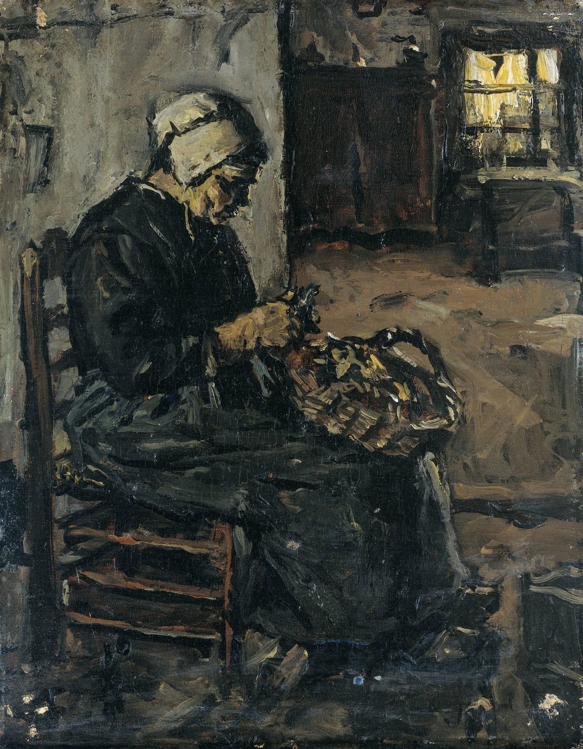 Peasant Woman Peeling Potatoes – Suze Robertson Vintage Art Print | Wall Art Poster