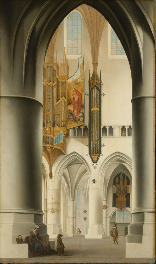 Interior of the Church of St Bavo in Haarlem – Pieter Jansz Saenredam (signed by artist) Vintage Art Print | Wall Art Poster