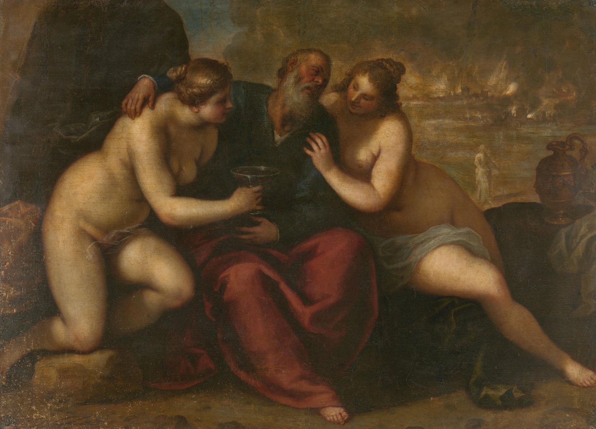 Lot and his Daughters – Jacopo Palma (il Giovane) Vintage Art Print | Wall Art Poster