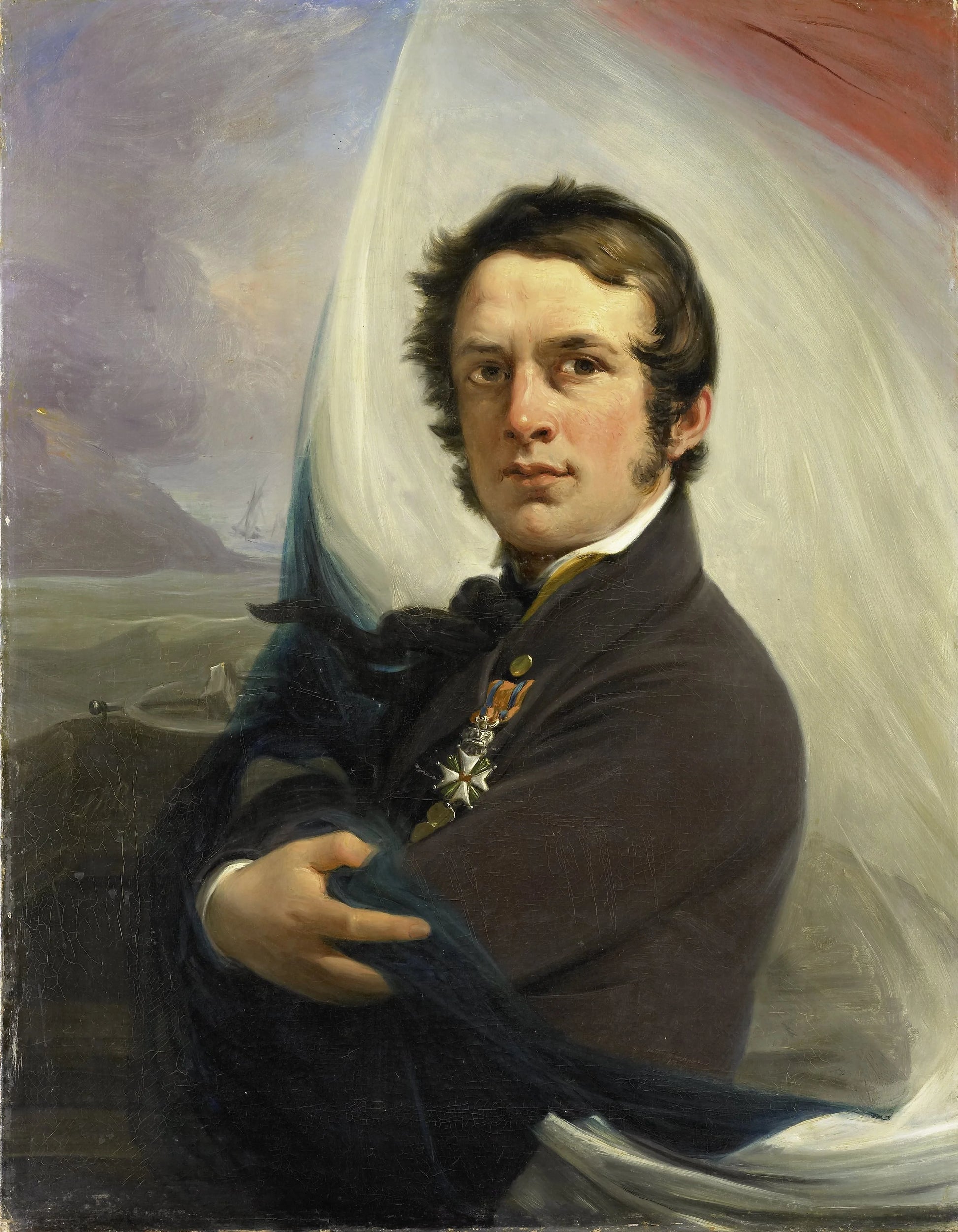 Portrait of Jacob Hobein, Rescued the Dutch Flag under Enemy Fire, 18 March 1831 – Jan Willem Pieneman (signed by artist) Vintage Portrait Art Print | Wall Art Poster